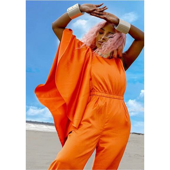 The Drop Pants - The Drop Scarlet Ibis Draped Sleeve Jumpsuit XL NWT